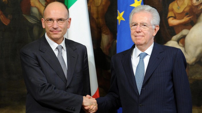 Premierminister Enrico Letta mit Amtsvorgänger Mario Monti