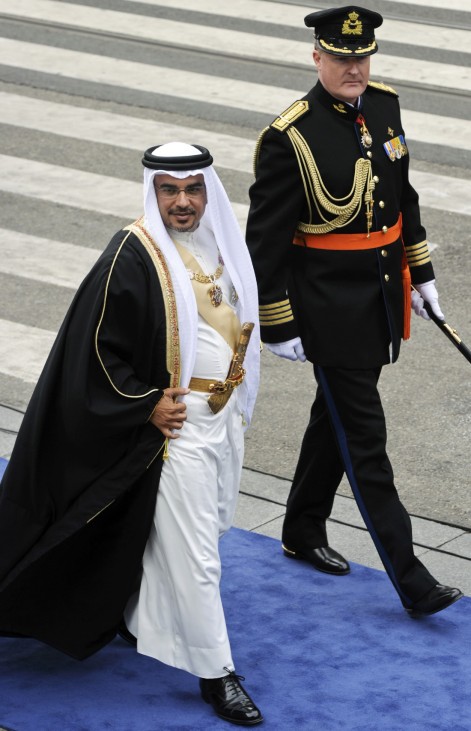 Crown Prince Salman bin Hamad al Khalifa of Bahrain arrives for a religious ceremony at Nieuwe Kerk church in Amsterdam