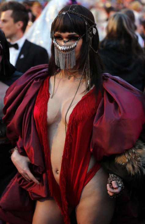 A guest arrives for the opening ceremony of the 21st Life Ball in Vienna