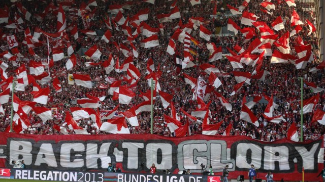 A huge banner of supporters of FC Kaiserslautern is seen before their German first soccer division relegation return match against 1899 Hoffenheim in Kaiserslautern