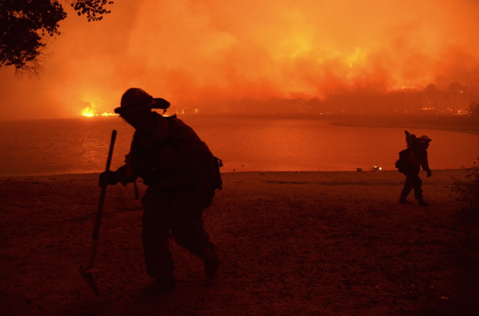 Firefighters battle the Powerhouse wildfire at the Angeles National Forest in California