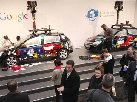 Google Street View Autos bemalt Cebit, Reuters