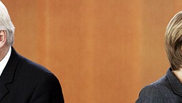 Frank-Walter Steinmeier und Angela Merkel, ddp