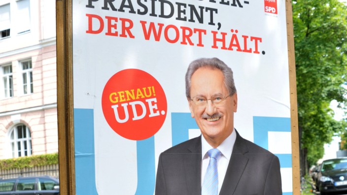 Wahlkampfplakat von Ude: SPD-Spitzenkandidat Christian Ude auf dem Wahlplakat.