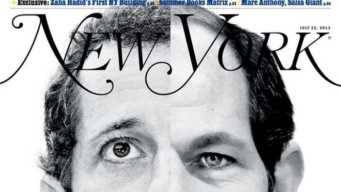 Comeback von Eliot Spitzer und Anthony Weiner: Rückkehr der Geächteten: Das "New York Magazine" kombiniert auf seinem Cover die Gesichter der demokratischen Politiker von Anthony Weiner (links) und Eliot Spitzer.