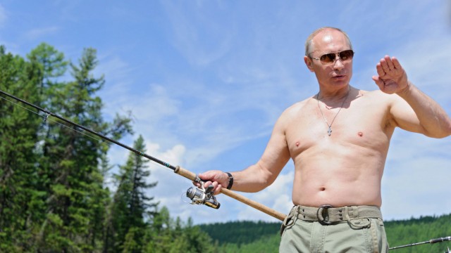Russian President Vladimir Putin fishing