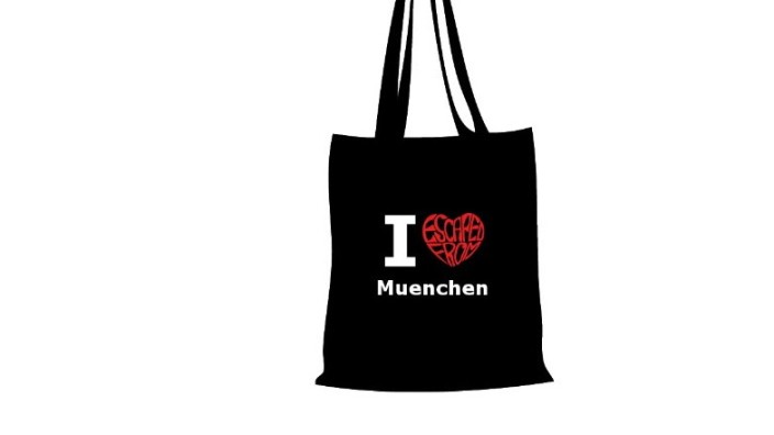 Jutebeutel mit der Aufschrift "I escaped from Muenchen".