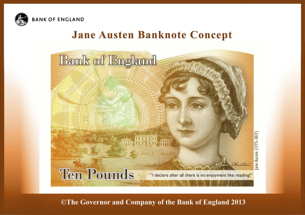 An illustration of a British ten pound Sterling banknote bearing the likeness of author Jane Austen, is seen in a picture released by the Bank of England in London