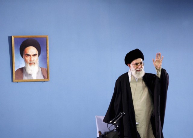 File photo of Iran's Supreme Leader Khamenei gesturing in Tehran