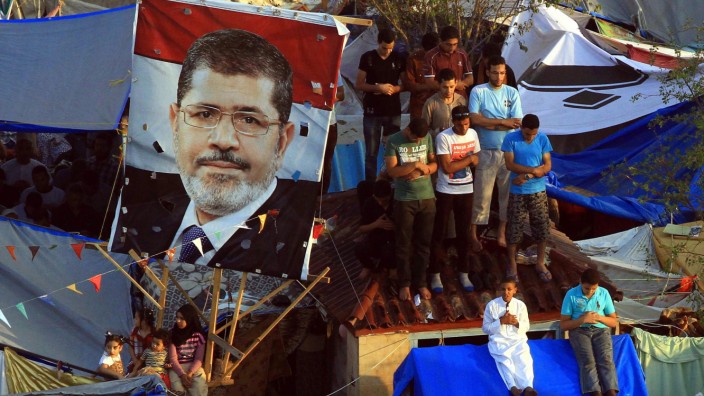 Eid al-Fitr at supporters of ousted president Morsi sit-in in Cai