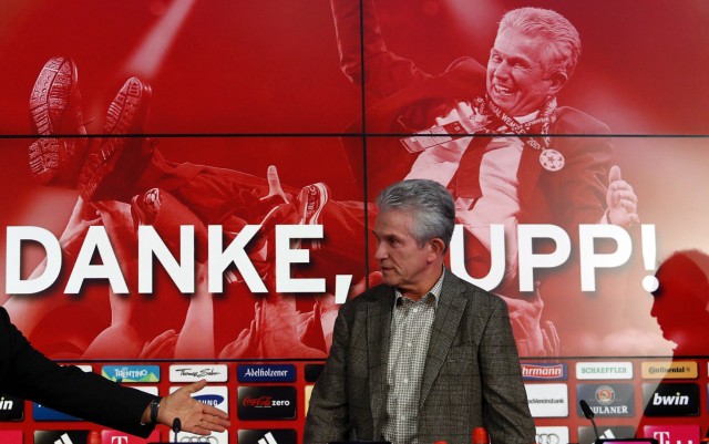 Treble-winning Bayern Munich coach Jupp Heynckes arrives for news conference in Munich