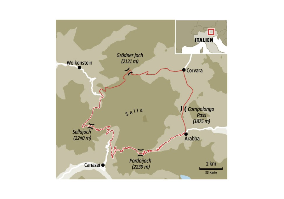 Südtirol Karte Dolomiten Sellaronda