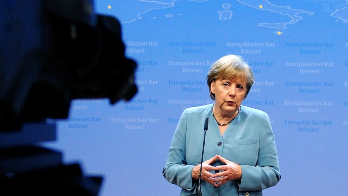 Germany's Chancellor Merkel briefs the media after an informal European Union leaders summit in Brussels