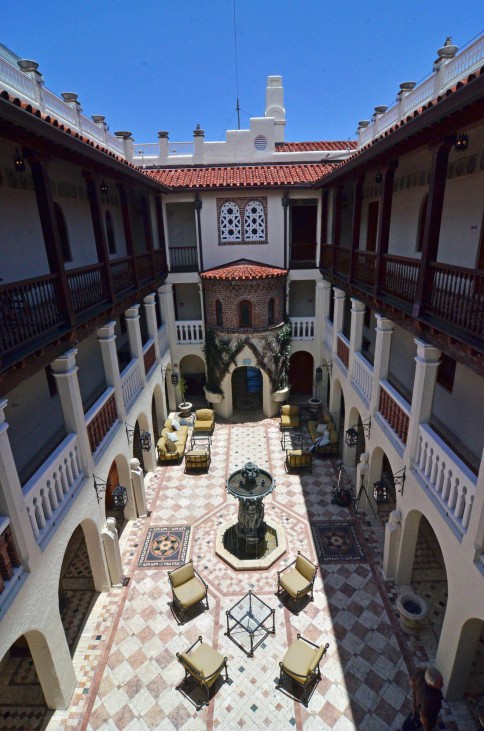 The main courtyard of the South Beach mansion formerly owned by fashion designer Gianni Versace in Miami Beach
