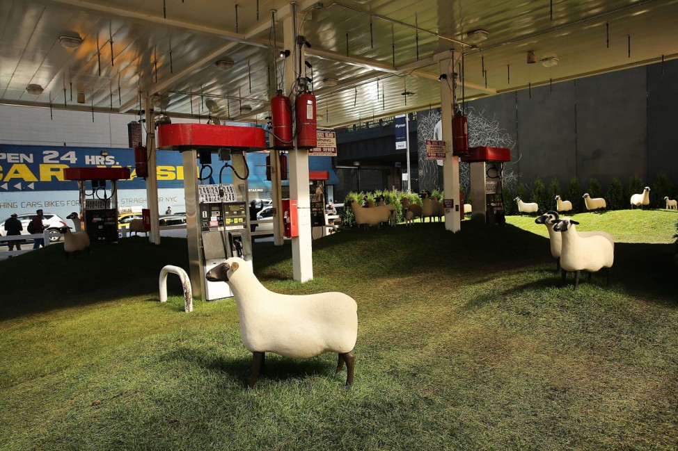 Art Installation Turn Gas Station Into Green Pasture