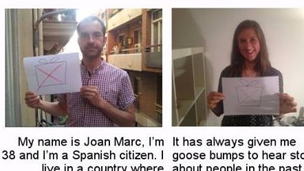 Solidaritätsaktion: Luisa Seelbach wird am Sonntag bei jener Partei ihr Kreuz, die die Interessen des Spaniers Joan Marc Simon am besten vertritt. Beide machen beim Projekt "Electoral Rebellion" mit.