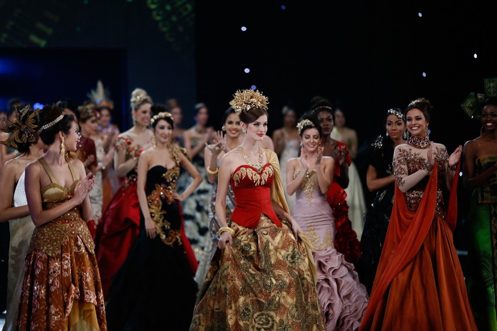 Contestants Line Up For Model Show As Part Of Miss World 2013
