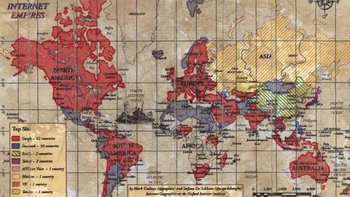 Weltkarte des World Wide Web: Weltkarte des Internets im Jahr 2013 (Lizenz: CC-BY-NC)