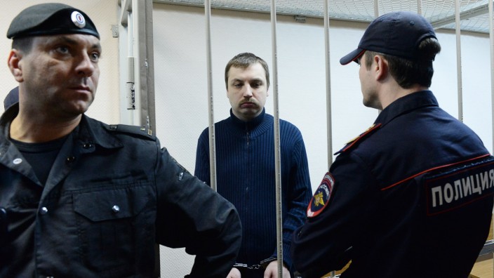 Umstrittenes Urteil in Russland: Michail Kossenko in einem Käfig vor der Urteilsverkündung in Moskau