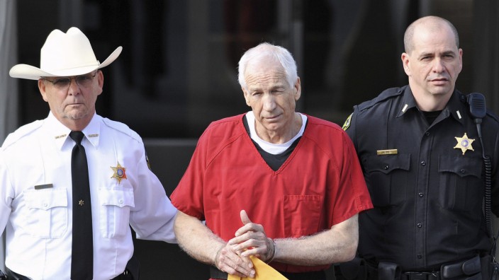 Files of Jerry Sandusky leaving the Centre County Courthouse after his sentencing in his child sex abuse case in Bellefonte