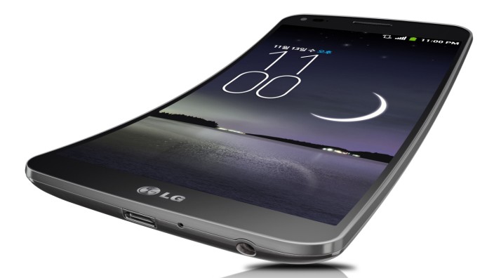 Zukunft des Smartphones: Das gebogene G-Flex von LG - die Vorstufe für die neuen, komplett biegsamen Smartphones, die es in einigen Jahren geben könnte.