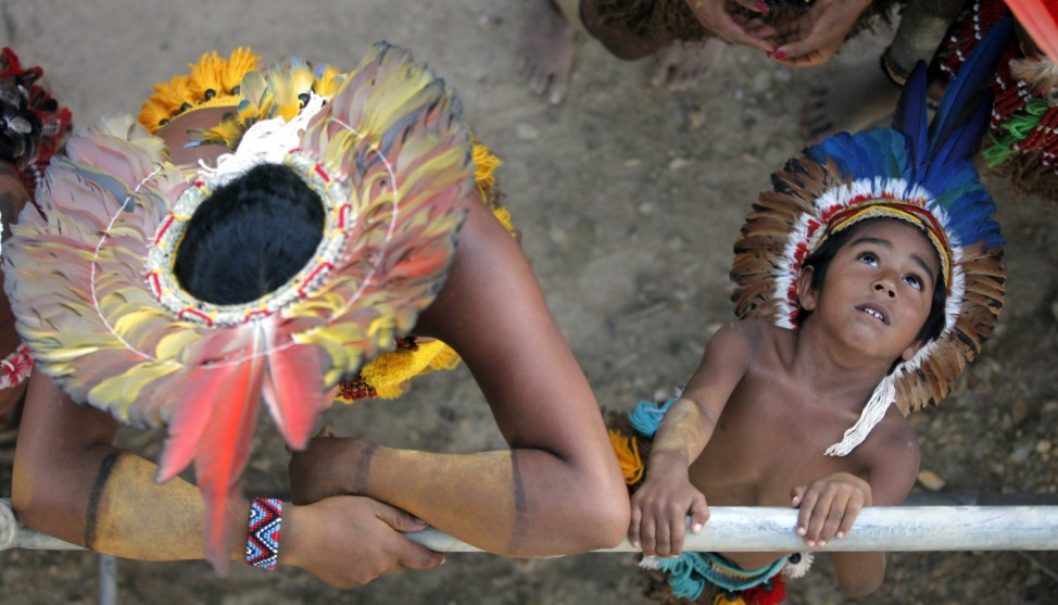 Brazilian indigenous people attend the opening ceremony of the XII Games of the Indigenous People in Cuiaba