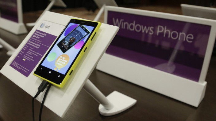 Windows Nokia Phone is seen on display at Microsoft's annual shareholder meeting in Bellevue