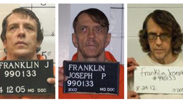 Joseph P. Franklin in booking photos taken in 2005, 2007 and 2012