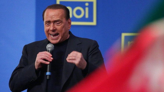Silvio Berlusconi speaks to young members of the right-wing Forza