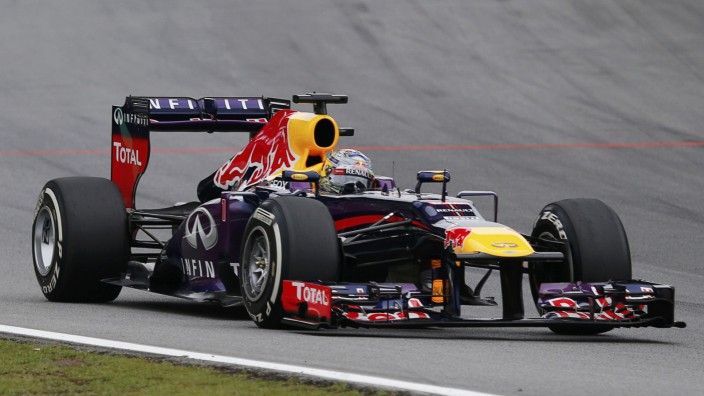 Sebastian Vettel of Germany drives during the Brazilian F1 Grand Prix at the Interlagos circuit in Sao Paulo