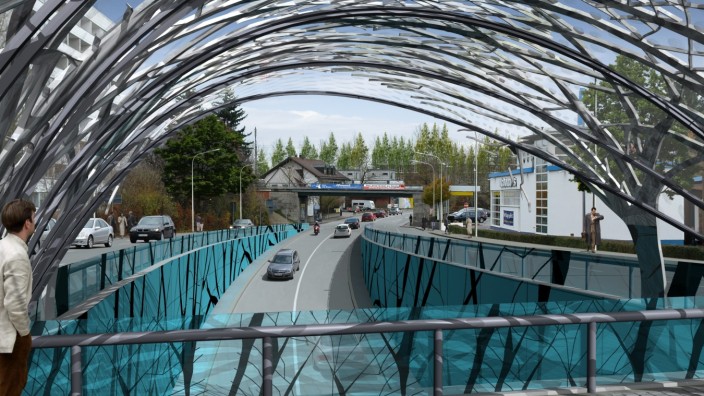 Verkehr in Starnberg: Einfahrt in den Starnberger Untergrund: Das geplante Nordportal des B2-Tunnels in einer Animation des Staatlichen Bauamts Weilheim.