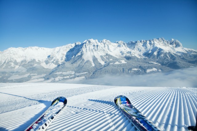 Der Blick auf die Berge im Skigebiet Wilder Kaiser-Brixental
