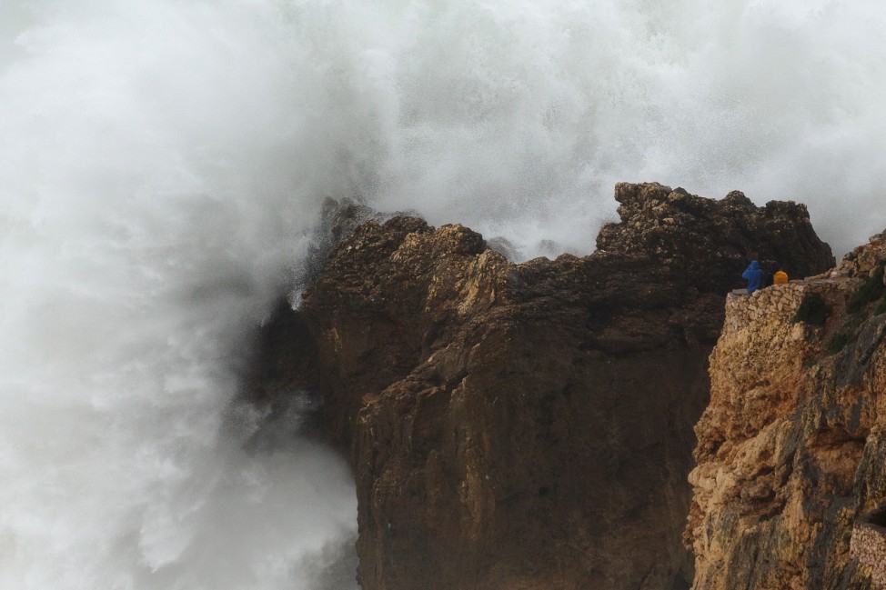 Atlantic Storm Causes Huge Waves Off Coast Of Portugal