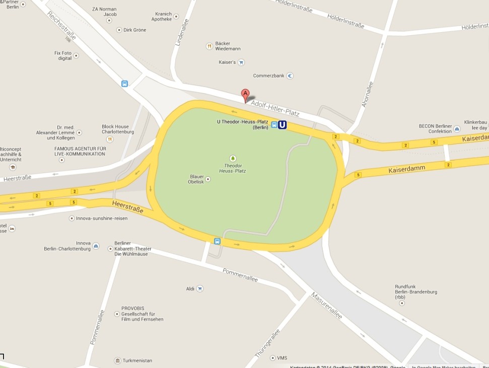 Theodor-Heuss-Platz hieß bei Google auch Adolf-Hitler-Platz