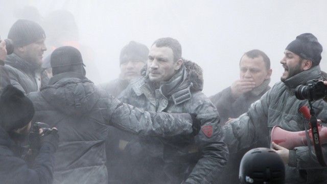 Vitali Klitschko bei einer Demonstration in Kiew