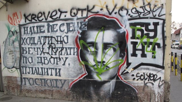Gavrilo Princip als Graffiti Serbien Sarajevo