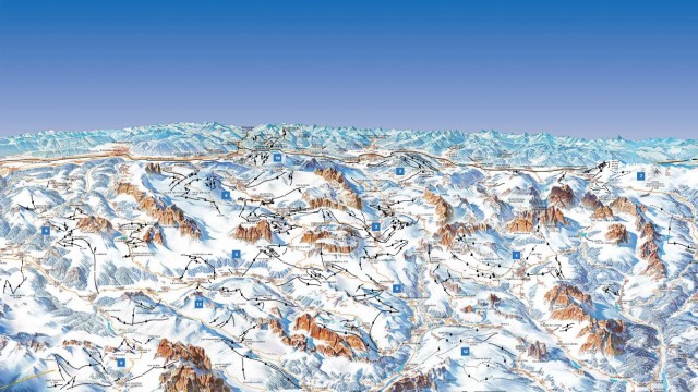 Pistenplan Skigebiet Dolomiti Superski Italien