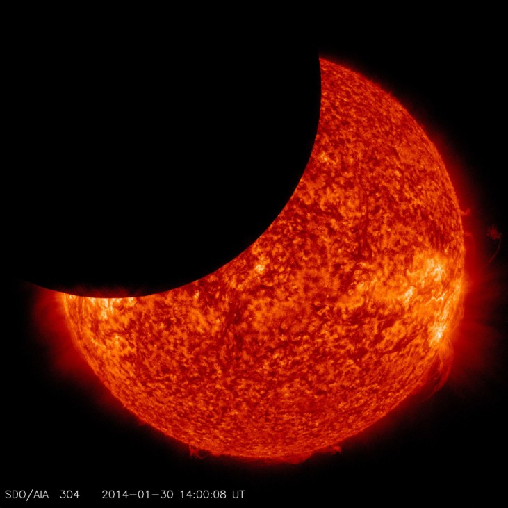 A partial solar eclipse captured by NASA's Solar Dynamics Observatory