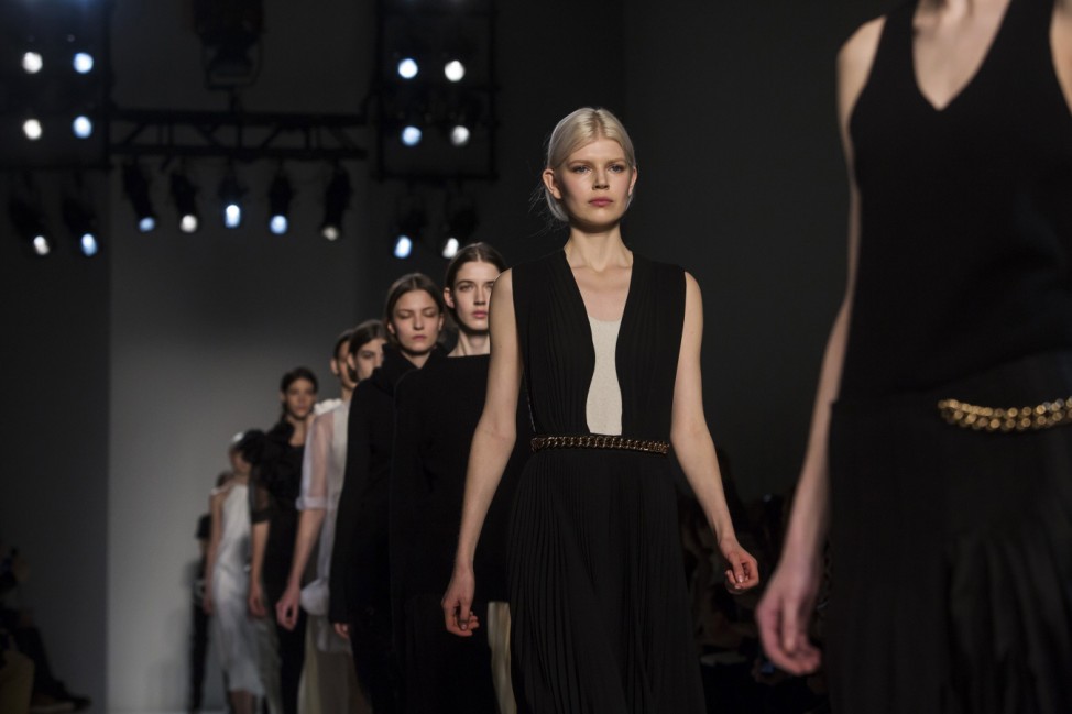 Models present creations from the Victoria Beckham Fall 2014 collection during New York Fashion Week
