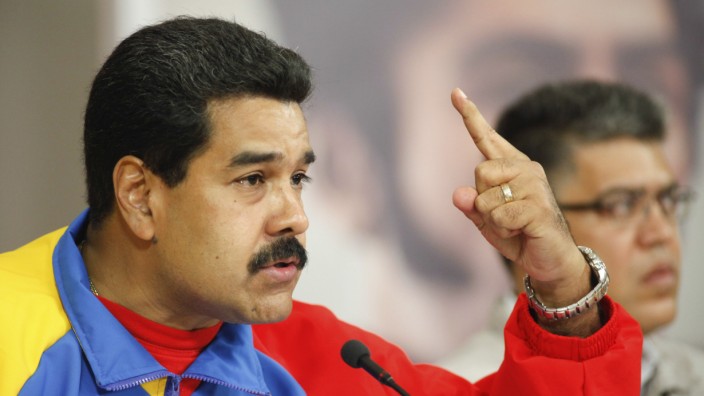 Venezuela's President Maduro speaks during a national broadcast at Miraflores Palace in Caracas