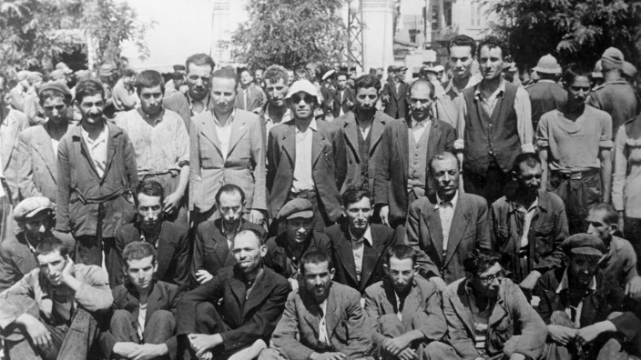 Jüdische Männer in Saloniki, 1942