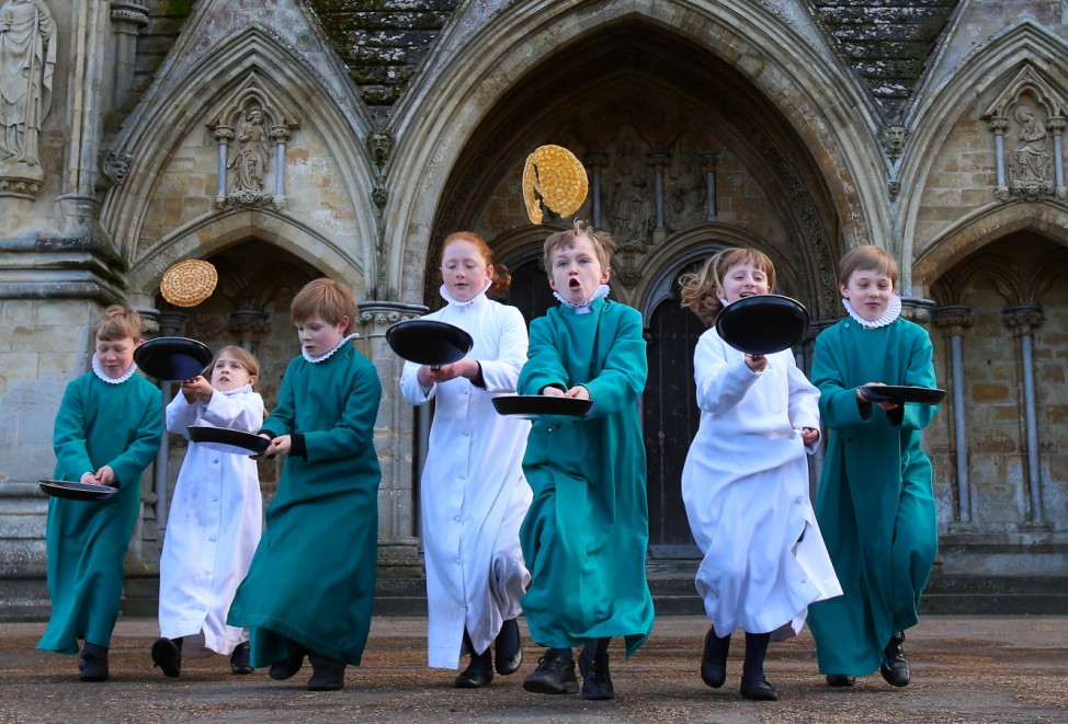 Choristers At Salisbury Cathedral Mark Shrove Tuesday
