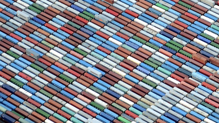 File photo of containers at a terminal in the harbour of Hamburg
