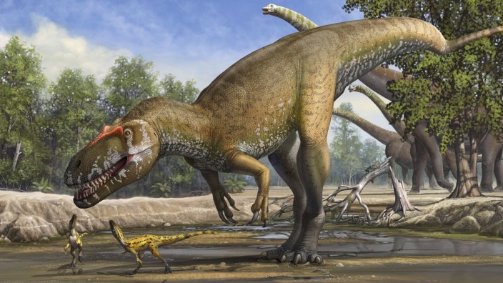 A Torvosaurus gurneyi dinosaur is seen in an undated artist's rendering