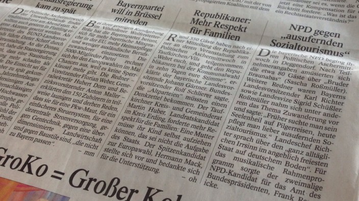 Zeitung druckt NPD-Pressemitteilung: In einer Reihe mit der NPD zu stehen, sei nicht schön, sagt Dieter Scherf vom Bund Naturschutz. Repro: SZ