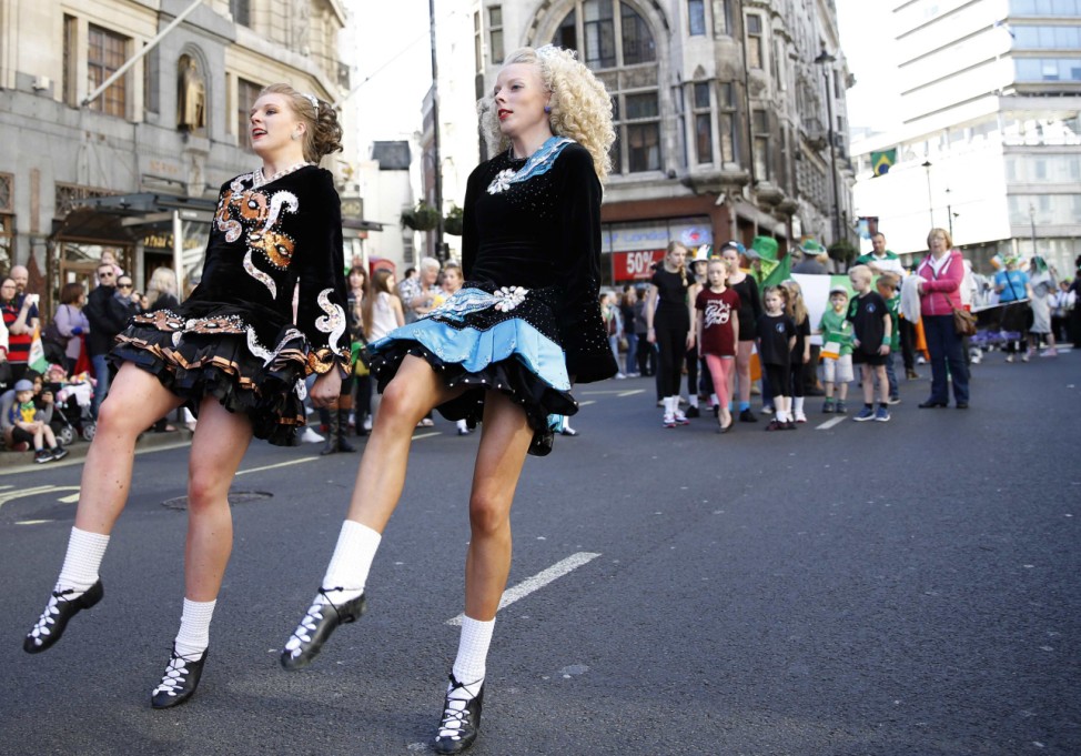 Dancers perform at the St Patrick's Day parade in central London