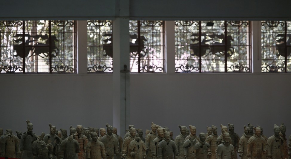 Terracotta Warriors and Horses are seen during U.S. first lady Michelle Obama's visit at the Museum of Qin Terracotta Warriors and Horses, in Xi'an