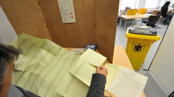 Stimmzettel bei der Stadtratswahl in München 2014