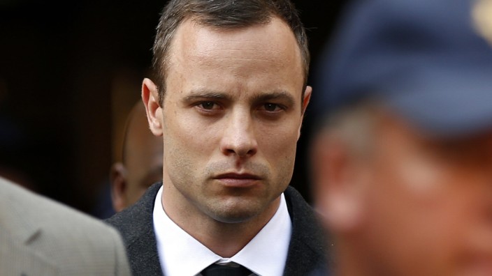 Pistorius leaves after attending his trial at the high court in Pretoria
