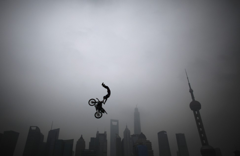 Joel Brown of Australia performs during a presentation of the World Extreme Games in Shanghai